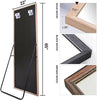 Wooden Full Length Mirror, Floor with Standing Holder Leaning/Hanging Wood Frame Large Wall-Mounted Brown Wood