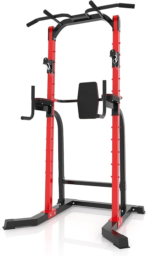 Pull Up Bar Station Power Tower, Adjustable Height Dip Bar for Home Gym Multi-Function Strength Training Workout Equipment