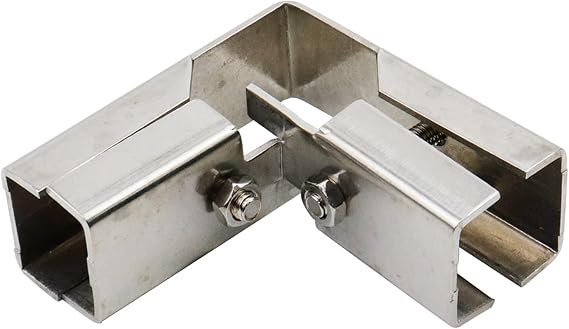 6 Sets 1 Inch Square Tube Clamp Connector,3-Way Square T Tube Fitting,Stainless Steel Square Tube Clamps Joint Chain Link Fence Clamp for 25mm Square Pipe,Thickness 1.8mm