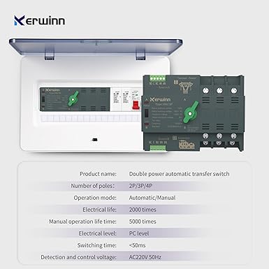 Mini ATS Automatic Transfer Switch Manual Transfer Switch Power Transfer Switch Dual Power Electrical Selector Switches DIN Rail Mount（3P)