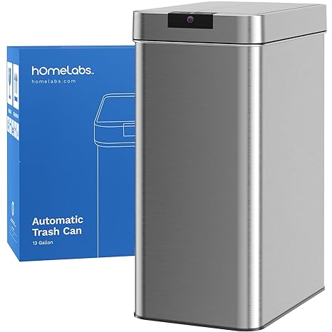 Automatic Trash Can for Kitchen - Stainless Steel Garbage Can with No Touch Motion Sensor Butterfly Lid and Infrared Technology with AC Power Adapter