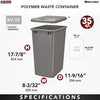 Polymer Replacement Trash Bin Recycle Waste Garbage Container for Kitchen Cabinet Pullouts, Silver, 2 Pack,