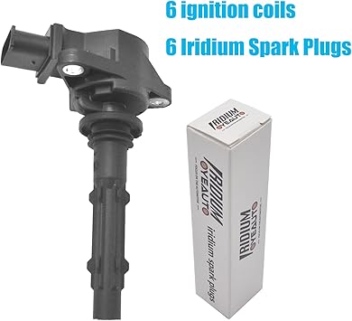 Ignition Coil Pack and Iridium Spark Plug Set of 6 Compatible with Mercedes-Benz