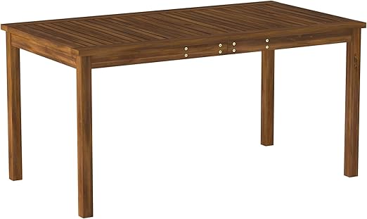 Dominica Contemporary Slatted Outdoor Dining Table, Dark Brown