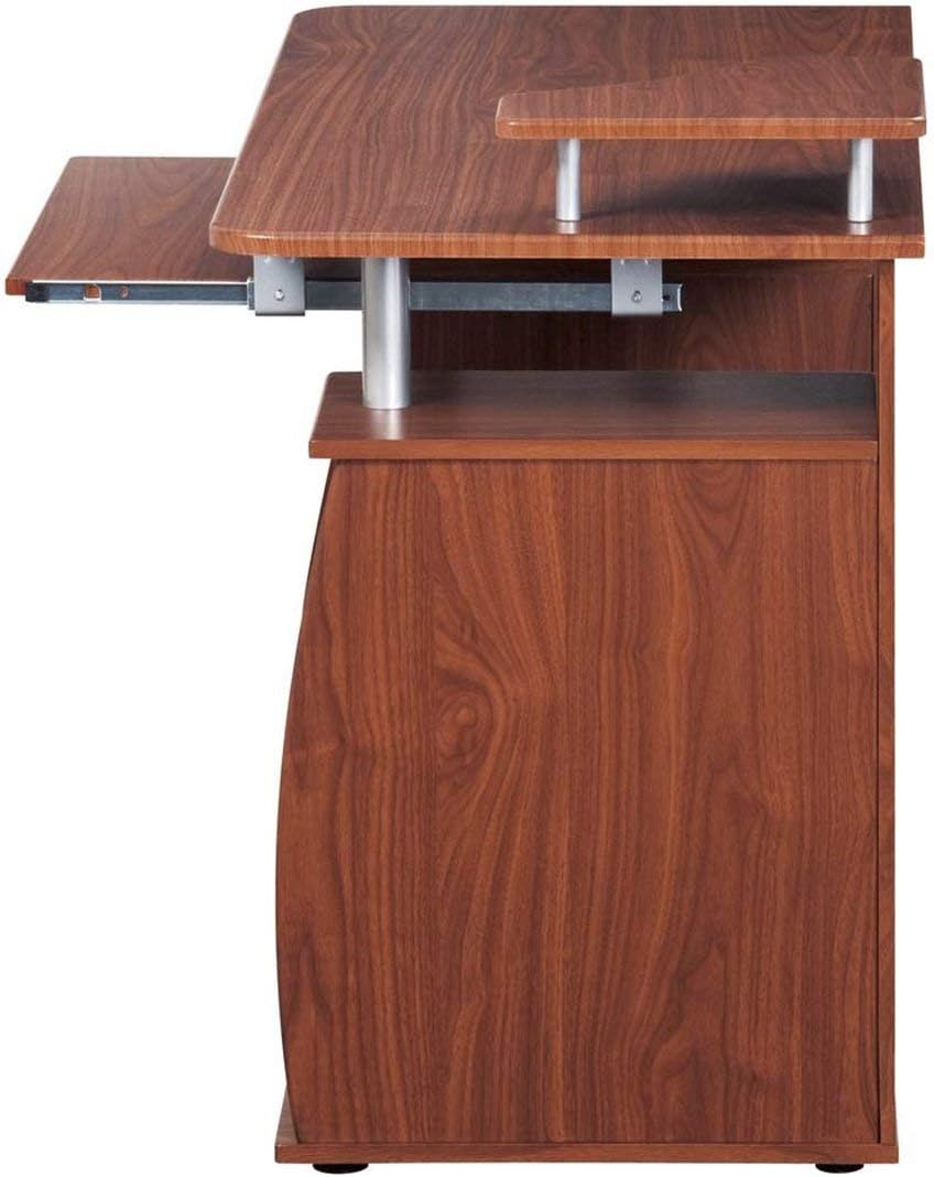 Complete Computer Workstation Desk With Storage, Mahogany - 2 BOXES