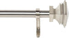 1 Inch Adjustable Satin Silver Curtain Rod for Windows & Doors Curtains with Square Finials & Brackets Set