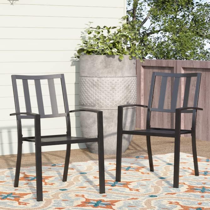 1 Pc Patio Metal Dining Chairs, Outdoor Wroght Iron Seating Dining Chairs, Stackable Bistro Chair