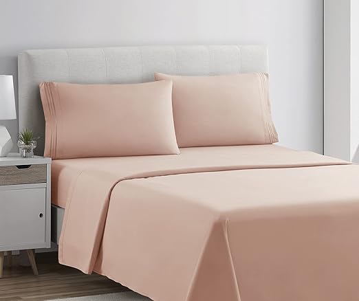 4 Piece Bed Sheet Set, Luxury Soft Full, Peach