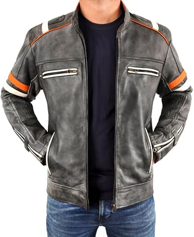 Black Leather Jacket Men - Black Real Lambskin Mens Motorcycle Jacket