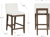 Gracie Modern Counter Height Bar Stool with Back, Counter Stool Upholstered Chair with Natural Textured Linen and Brushed Wooden Legs, White/Dark Brown