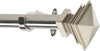 1 Inch Adjustable Satin Silver Curtain Rod for Windows & Doors Curtains with Square Finials & Brackets Set