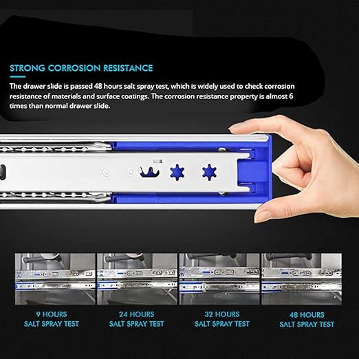 10 Pairs of 16 Inch Hardware 3-Section Soft Close Full Extension Ball Bearing Side Mount Drawer Slides, 100 LB Capacity Drawer Slide
