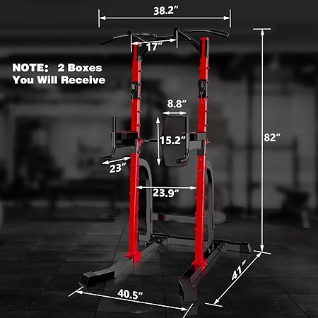 Pull Up Bar Station Power Tower, Adjustable Height Dip Bar for Home Gym Multi-Function Strength Training Workout Equipment