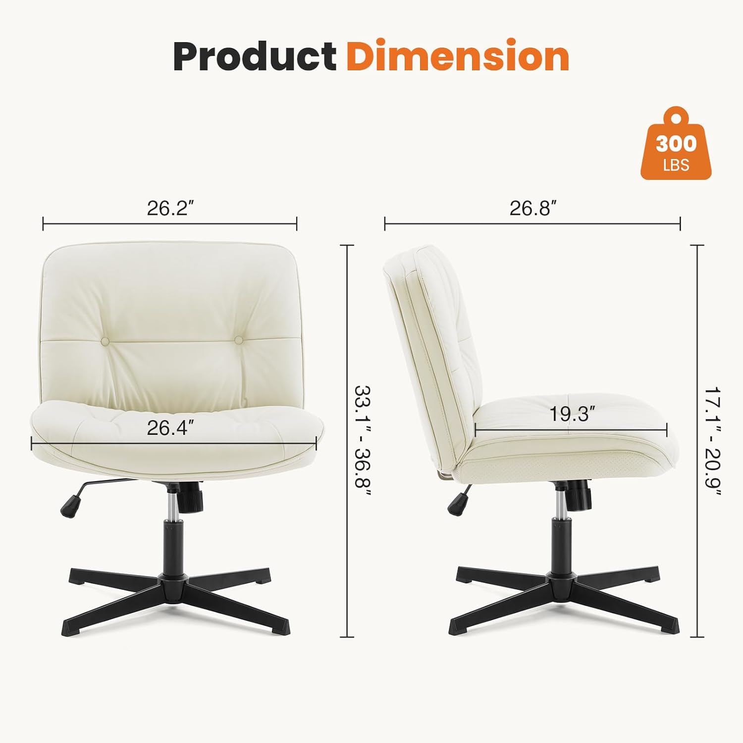 Armless-Office Desk Chair Without Wheels Light Beige