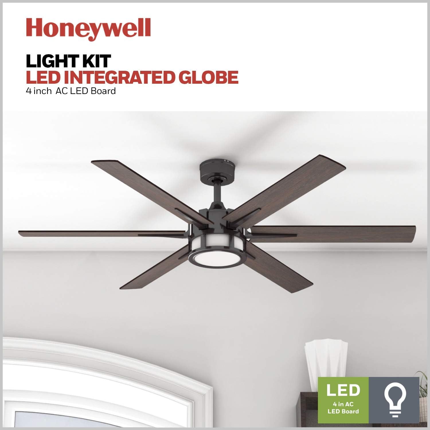 Fans Kaliza, Indoor Modern LED Ceiling Fan with Light and Remote Control, Dual Mounting Options, 6 Blades with Dual Finish, Reversible Motor - (Bronze)