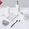 Bathroom Accessory Set, 4 Pcs Marble Look Bathroom Accessories Sets Complete With Soap Dispenser, Toothbrush Holder, Apothecary Jar, Tray, Home Apartment Modern Bathroom Decor Vanity Countertop