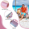 2-Pack Folding Backpack Beach Chair Table Set 5-Position Outdoor Reclining Chair Pink