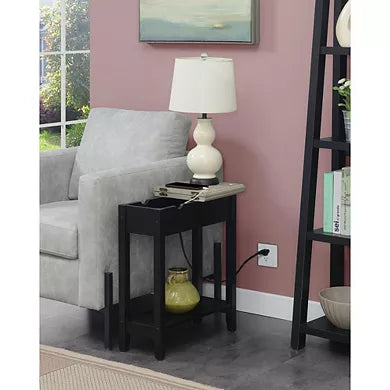 American Heritage Flip Top End Table With Charging Station