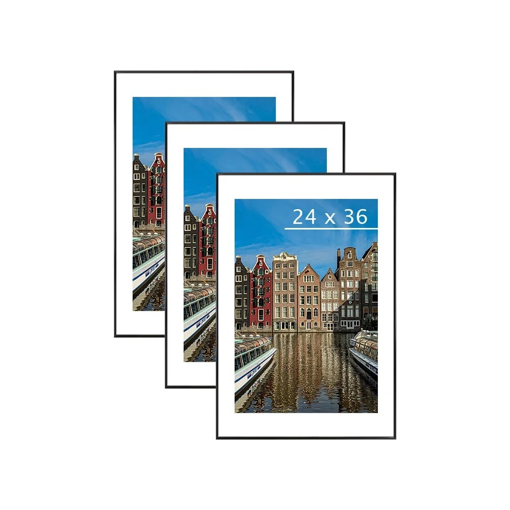 (3 Pack) Poster Frames in Black - Thin Border Photo Frames