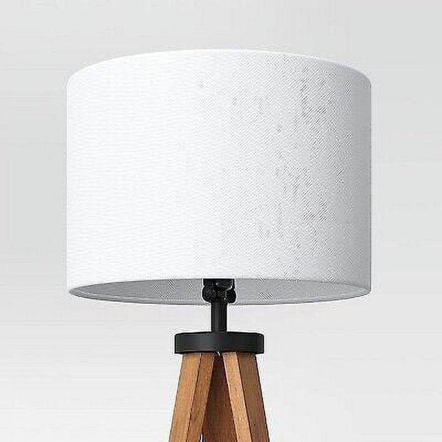 Wood Tripod Floor Lamp with Shelf Brown (Includes LED Light Bulb)