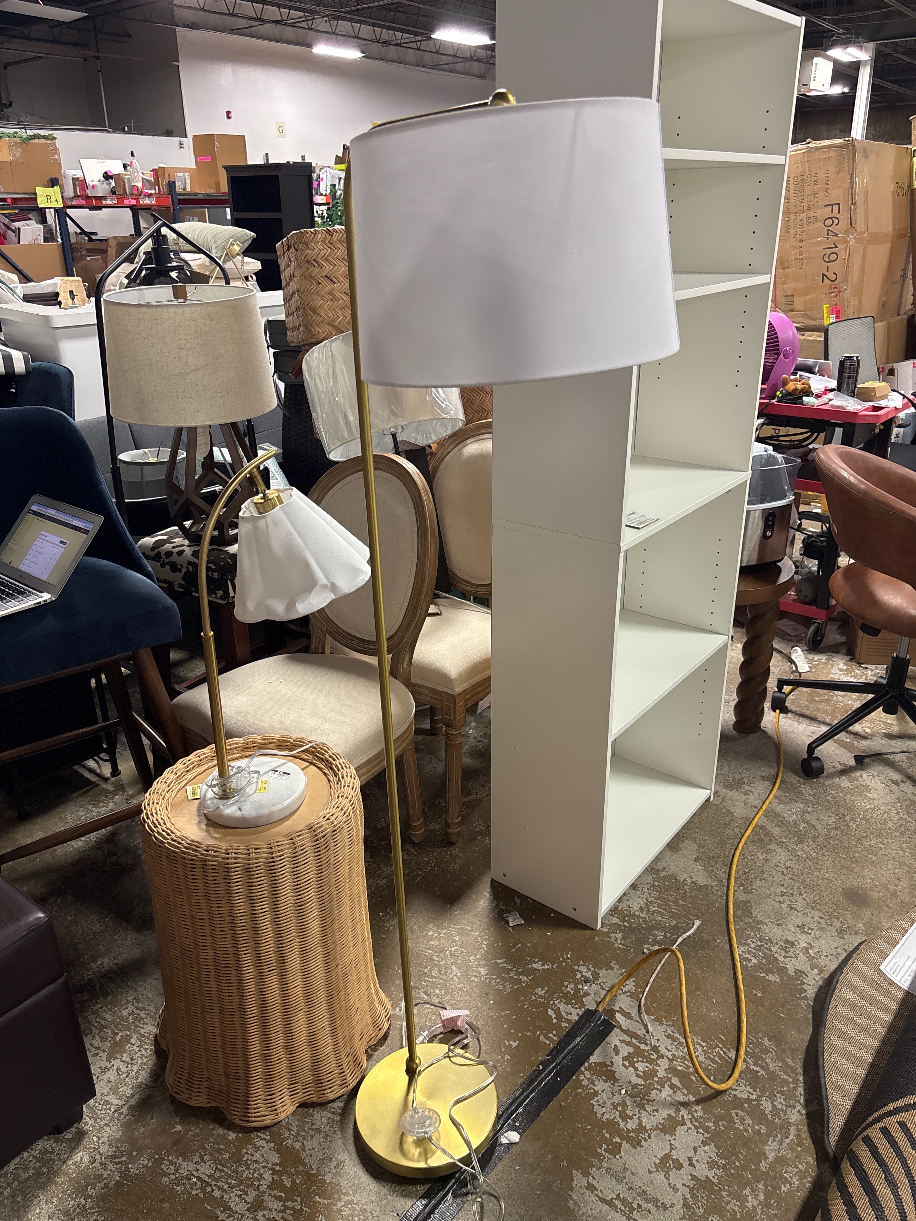 62"x14" New Traditional Downbridge Floor Lamp - Brass SHOWROOM ITEM