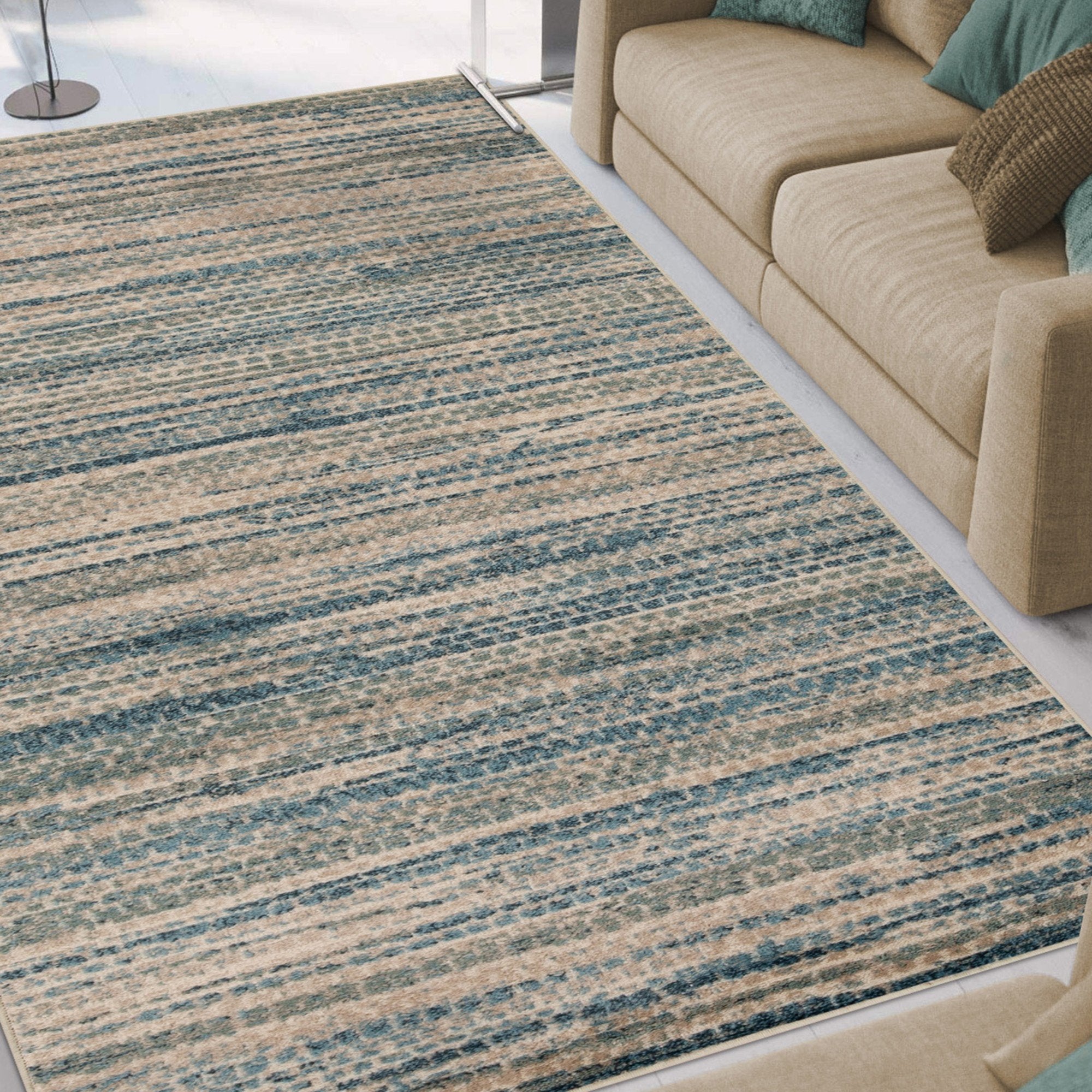 Montauk Striped Pastel Indoor Area Rug, Blue