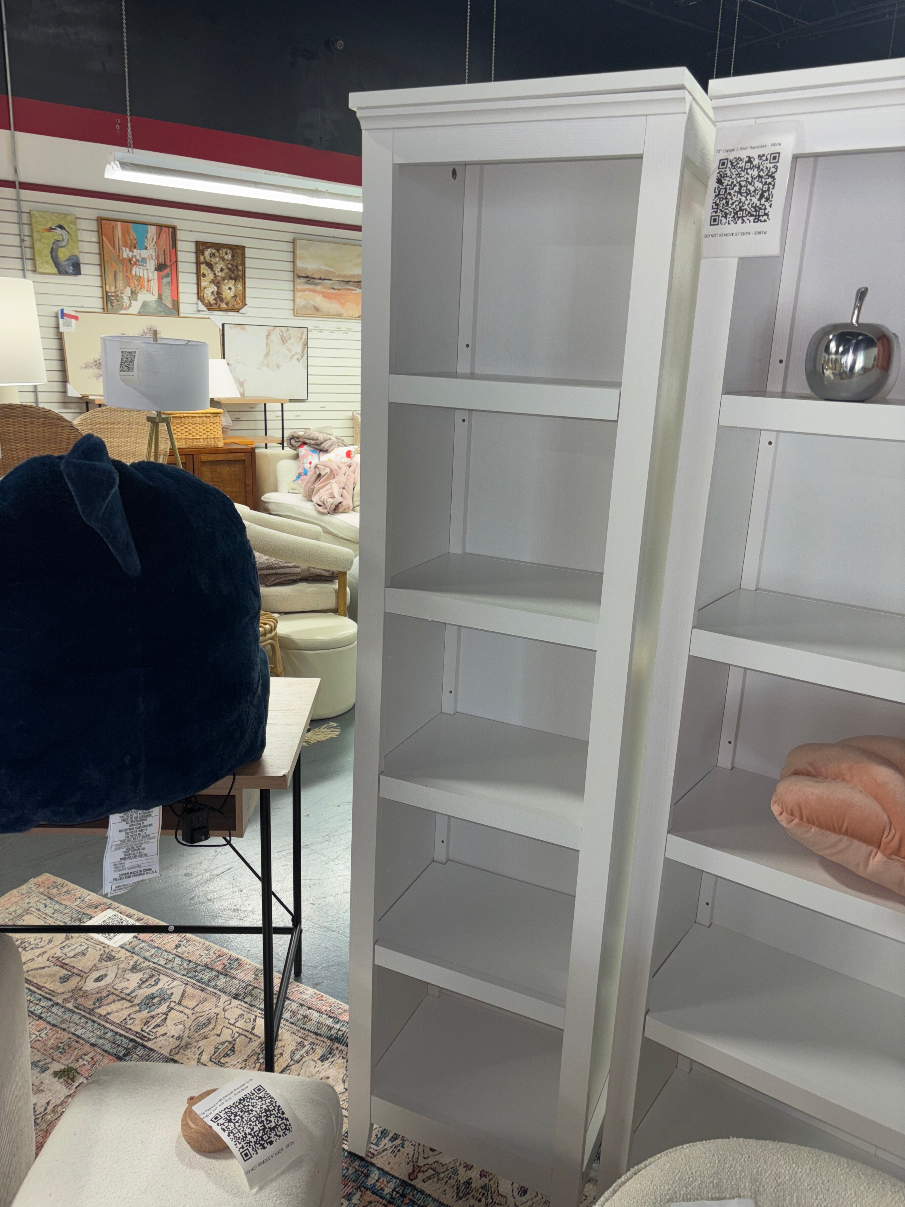 72" Carson Narrow Bookcase - White SHOWROOM ITEM