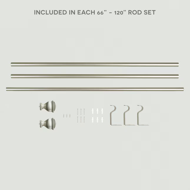 Napoleon Matte silver Iron Single curtain rod with Finials