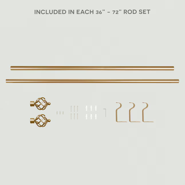 Torch Gold Iron Single curtain rod with Finials