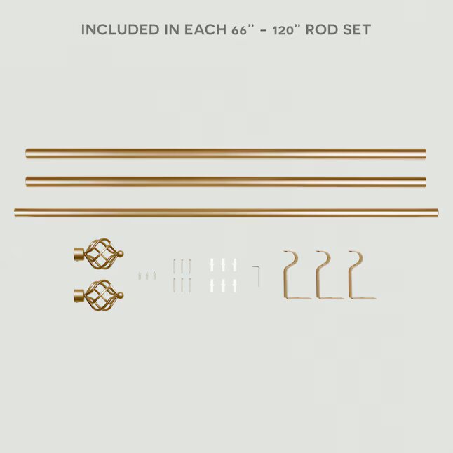 Torch Gold Iron Single curtain rod with Finials