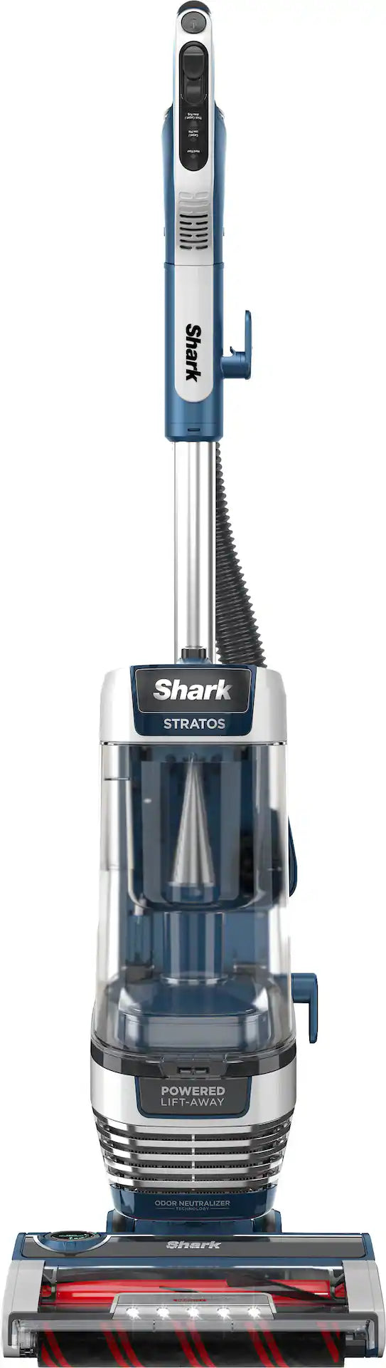 Stratos Upright Vacuum with DuoClean PowerFins HairPro, Self-Cleaning Brushroll, Odor Neutralizer Technology - Navy