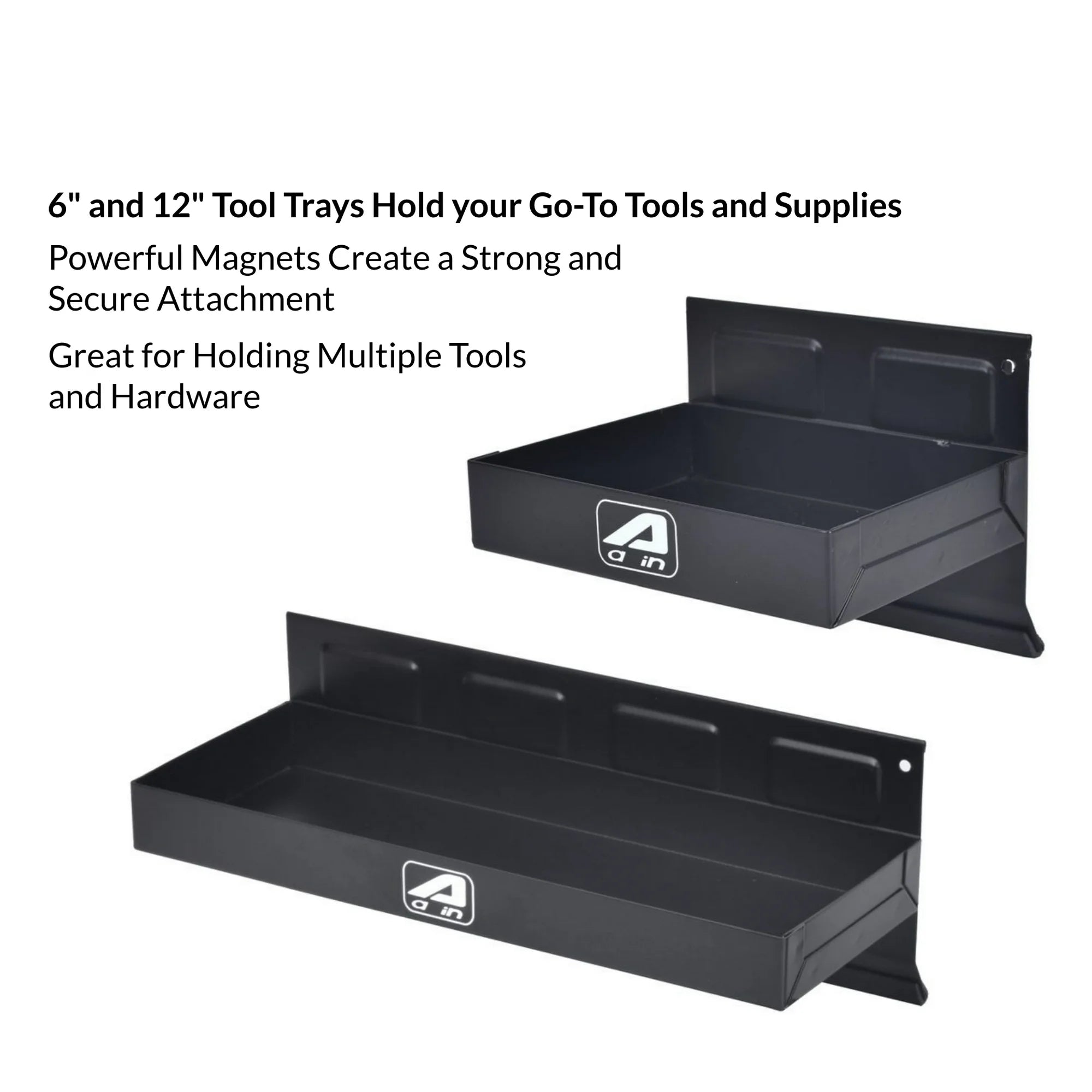 4 Piece Magnetic Toolbox Accessory Set, 2 Trays, Can Caddy, Paper Towel & Screwdriver Holder, Black