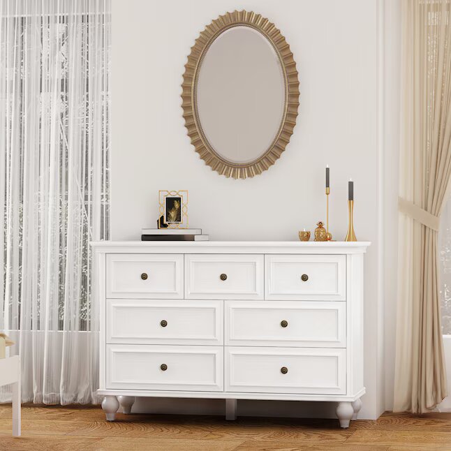 White 7-Drawer Standard Dresser