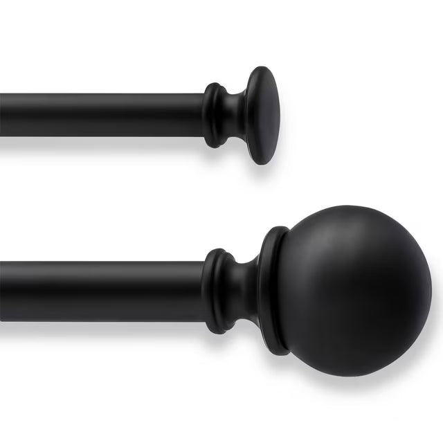 Ball Double Curtain Rod Matte Black