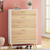 6 Tier 14 Pair Wood/White Engineered Wood Shoe Cabinet
