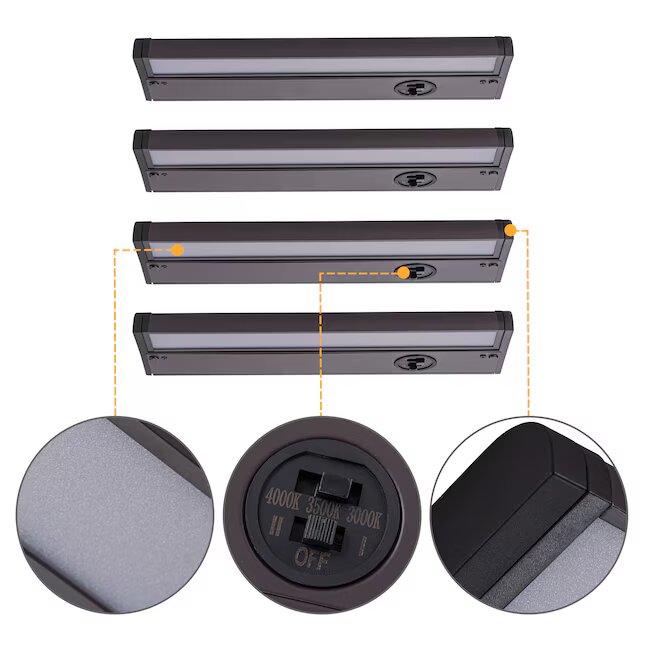 Hardwired Bronze Selectable Dimmable Integrated LED Under Cabinet Light
