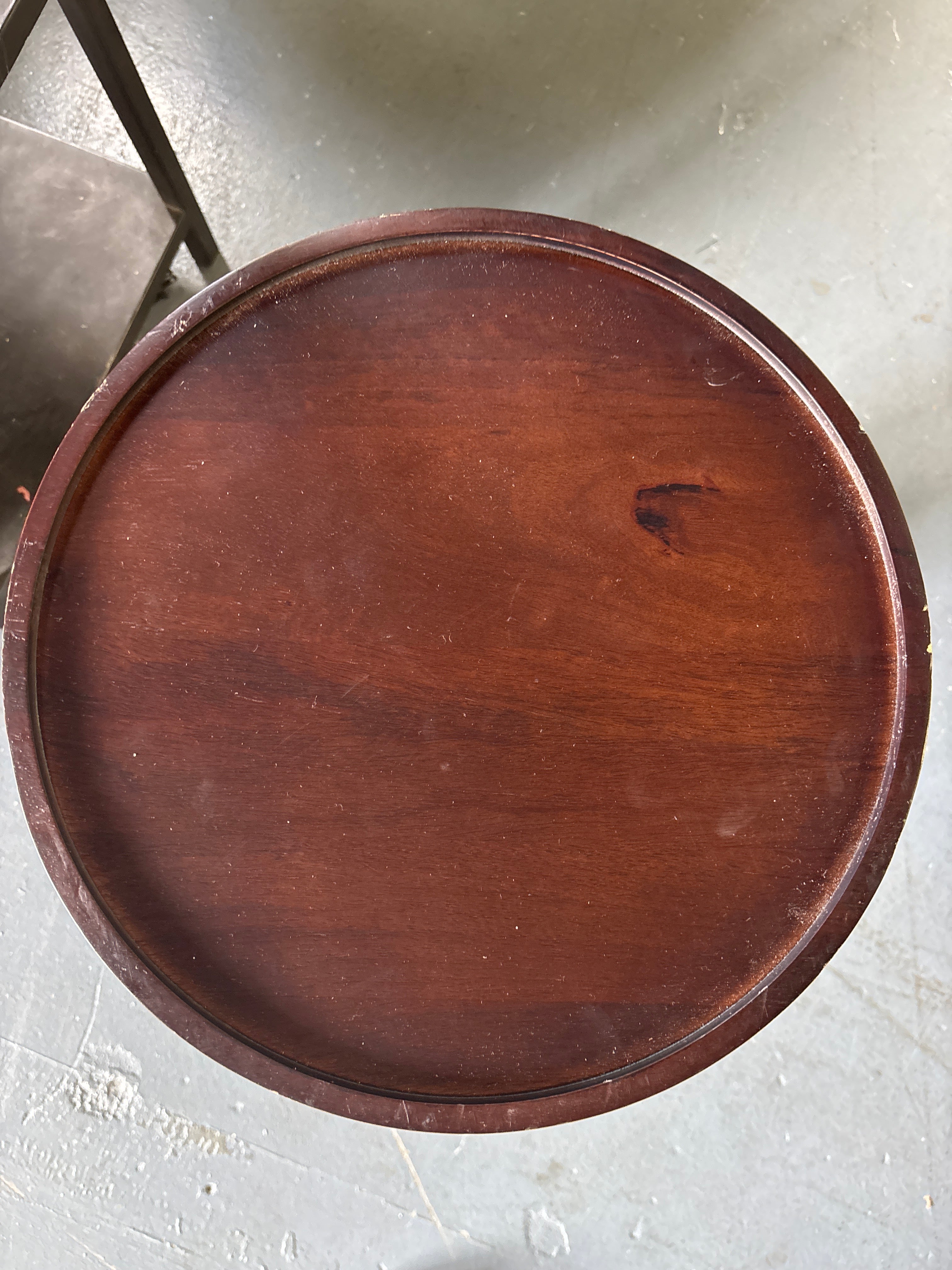 Travertine Accent Table with Brown Top SHOWROOM ITEM