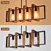 4 -Light Black and Wood Farmhouse Linear Large Hanging Kitchen Island