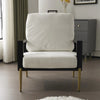 Modern Low Back White Upholstered Accent Armchair