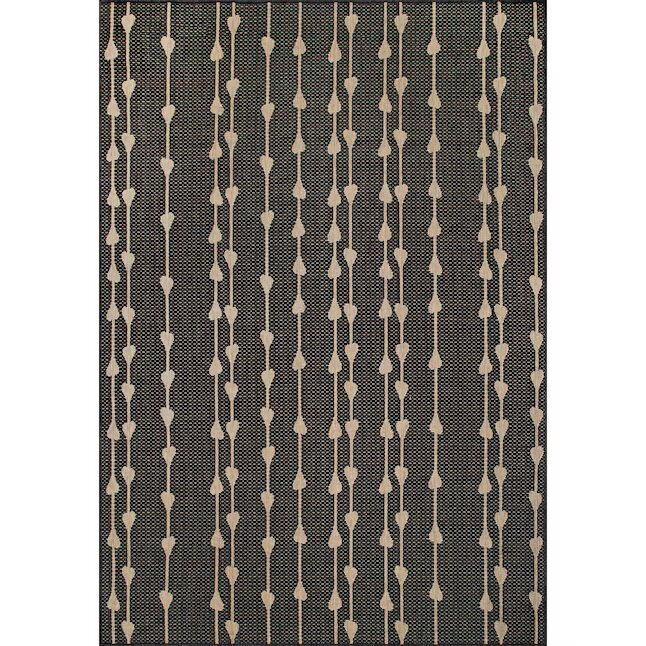 10 x 12 (ft) Loomed Polyester/Polypropylene Charcoal Rectangular Indoor/Outdoor Stripe Global Area rug