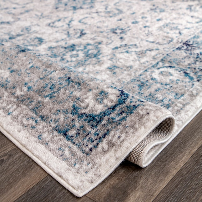 2 x 8 (ft) Loomed Polypropylene Blue Rectangular Indoor Medallion Persian Runner rug