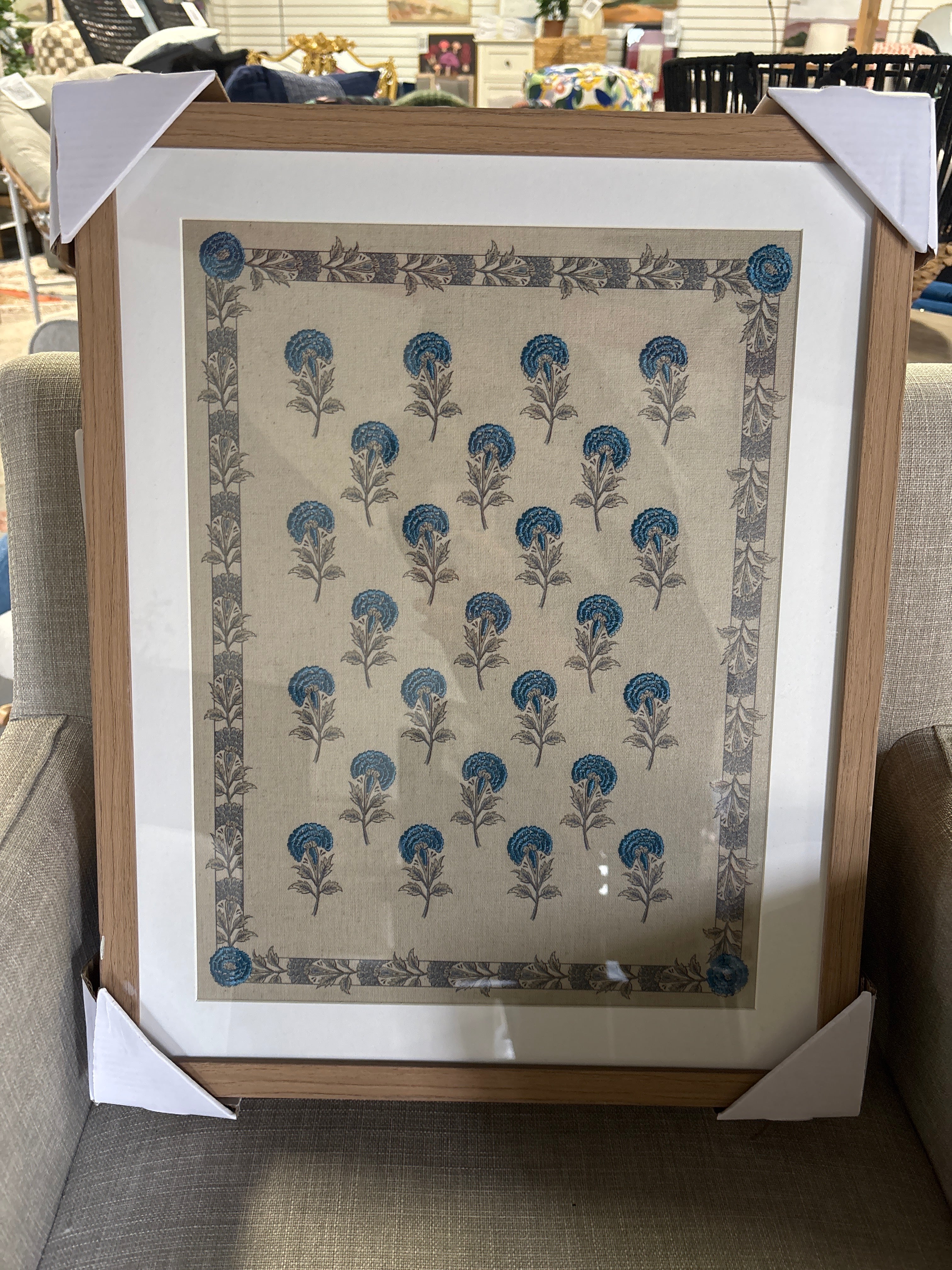 (Set of 2) 16"x 20" Embroidered Floral Textile Wall Decors - Neutrals SHOWROOM ITEM