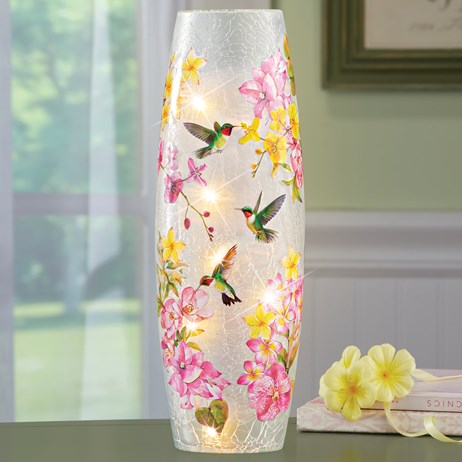Blooming Hummingbird Floral LED Lighted Table Lamp