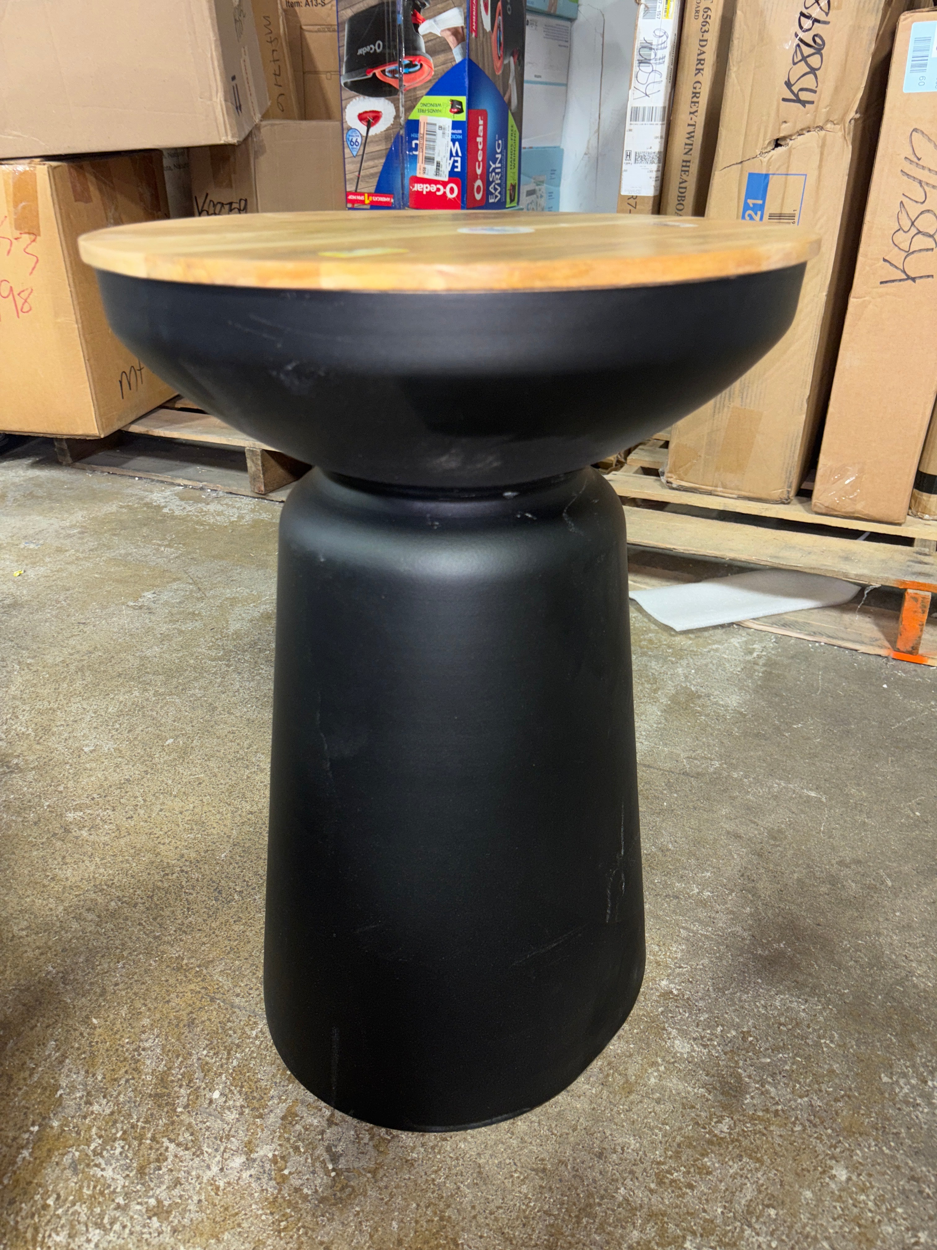 Gino Turned Drum Accent Table Black SHOWROOM ITEM