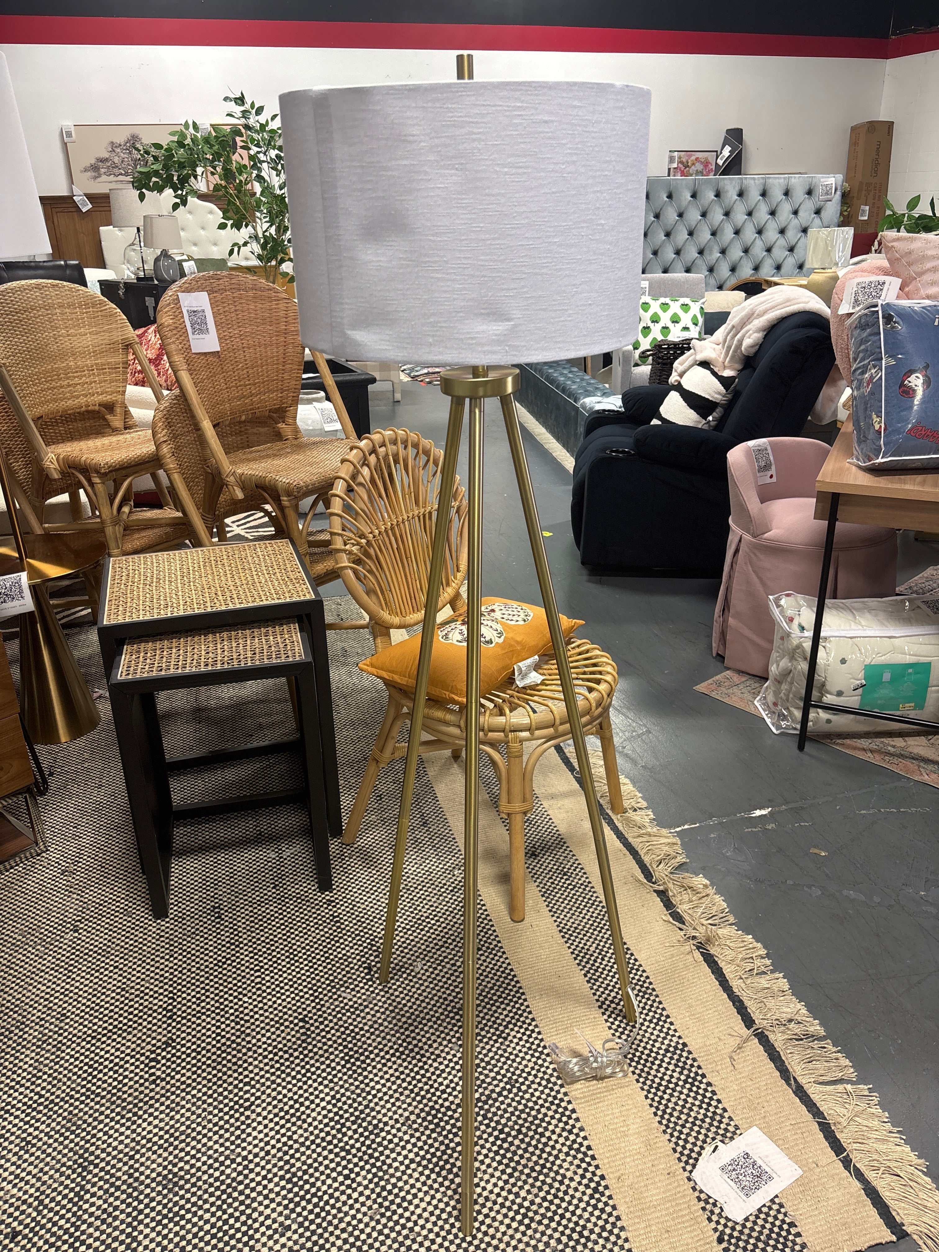 60" x17.5" Ellis Tripod Floor Lamp - Brass SHOWROOM ITEM