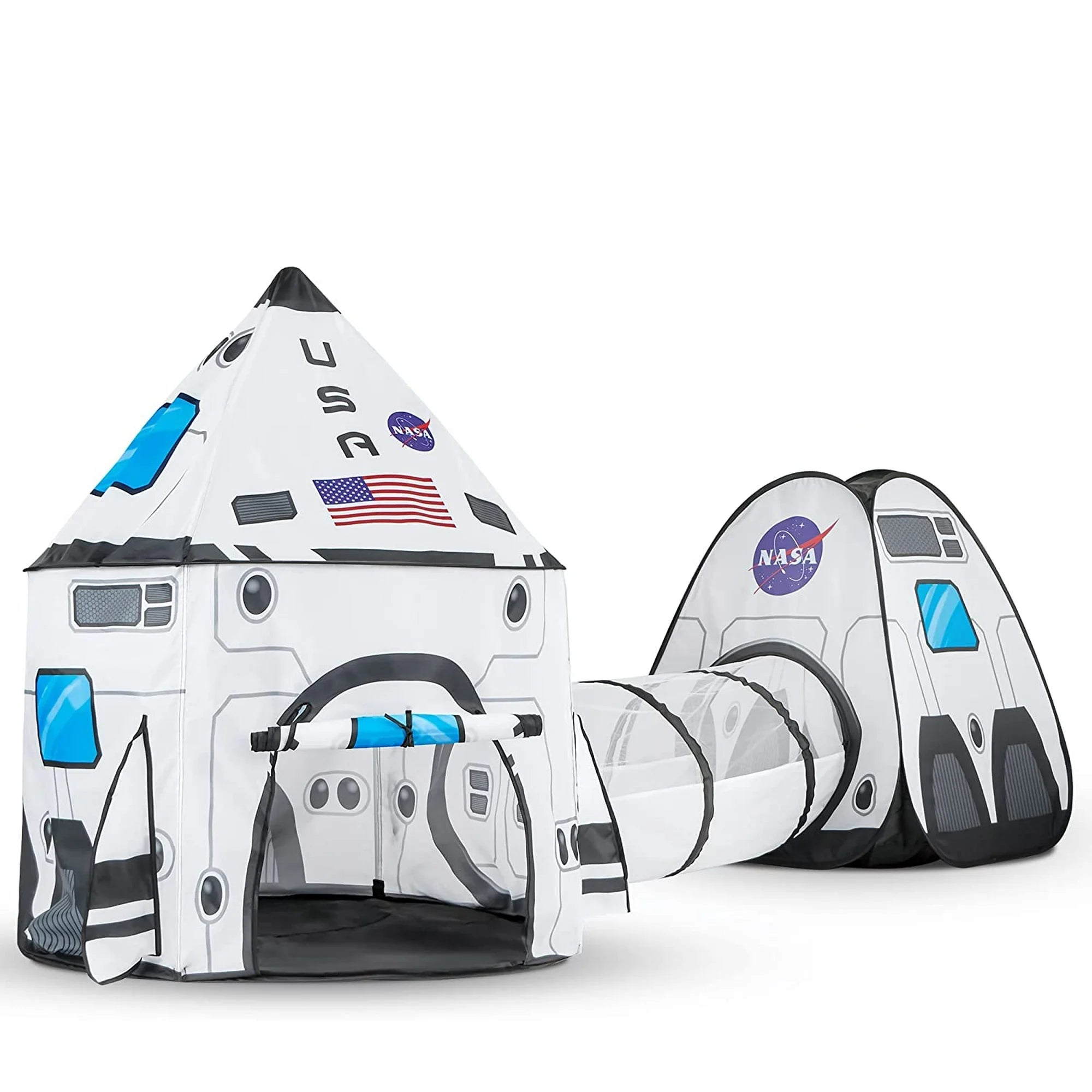 Rocket Ship Play Tent, Pop up with Tunnel and Playhouse Kids