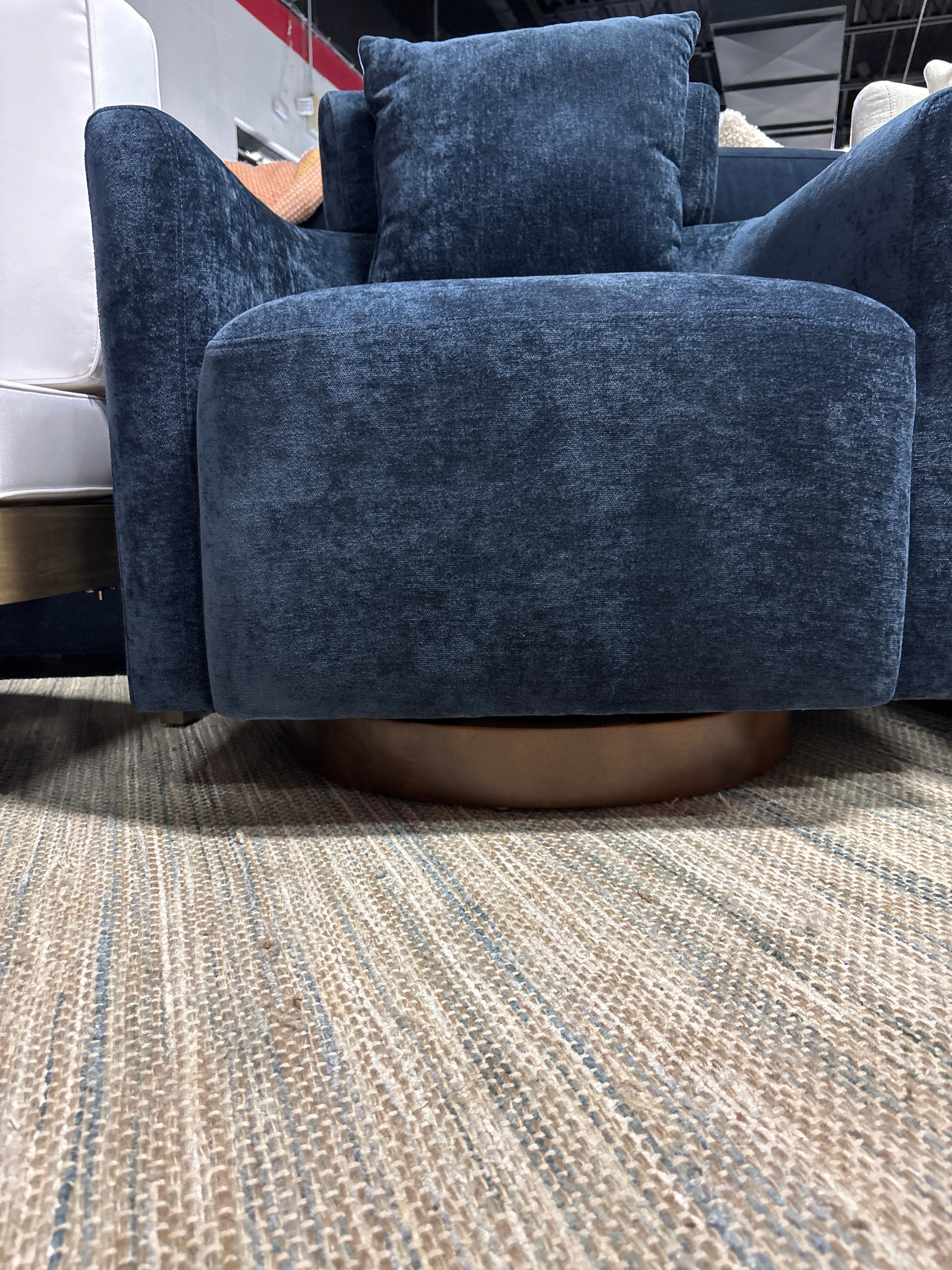 27.17"W Modern Swivel Chenille Upholstered Accent Chair - Navy SHOWROOM ITEM