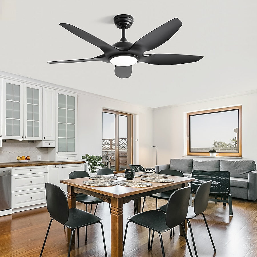 Black with ABS Blades Ceiling Fan With Light - Remote Included ( 5 -Blade )