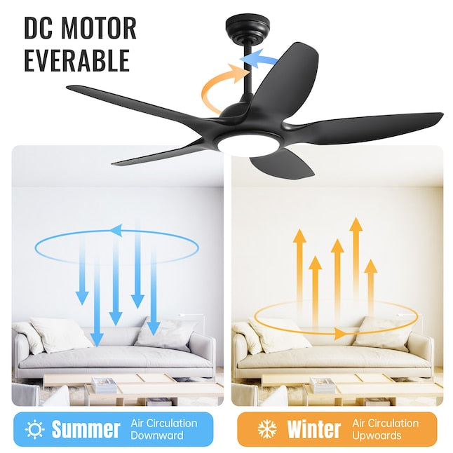 Black with ABS Blades Ceiling Fan With Light - Remote Included ( 5 -Blade )