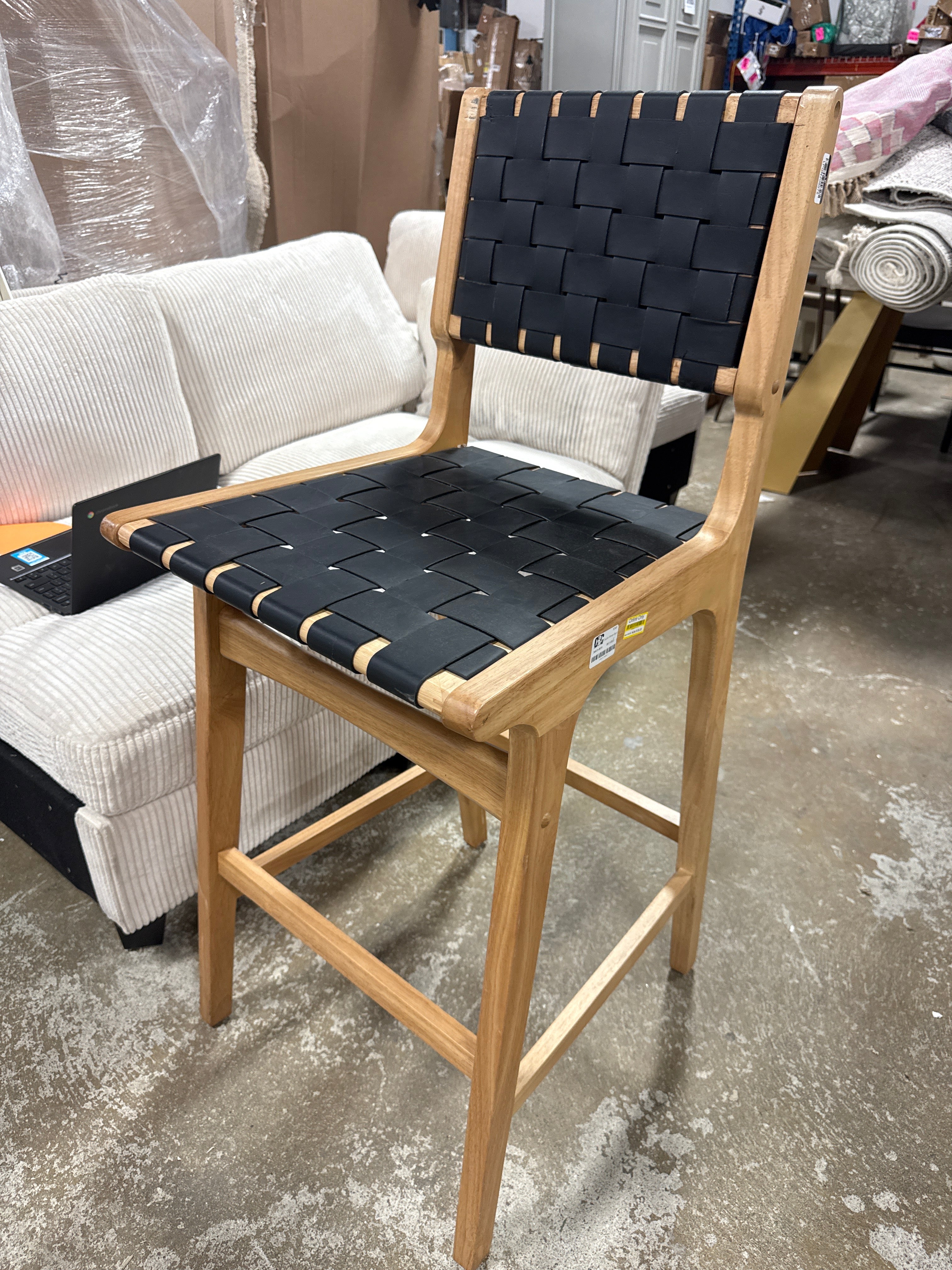 Ceylon Woven Counter Height Barstool Black/Natural - Threshold SHOWROOM ITEM
